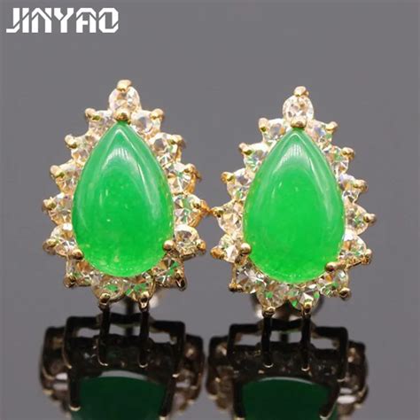 Jinyao Fashion Jewelry Green Stoneandaaa Zircon Crystal Champagne Gold