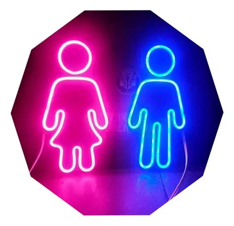 Carteles Neón Led Pareja Baños Luminoso Envío gratis