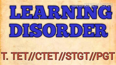 Learning Disorder Ctet T Tet Ded Bed Wb Tet Youtube