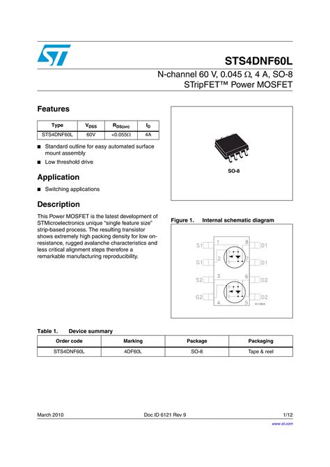 Original N Channel Mosfet Sts4dnf60l 4df60l 60v 4a Sop 8 New