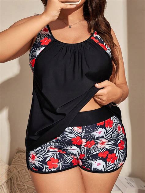 Shein Shein Swim Curve Plus Tropical Print Bikini Swimsuit For Sale