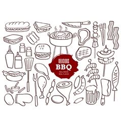 Bbq Grill Sketch Set Hand Drawn Royalty Free Vector Image