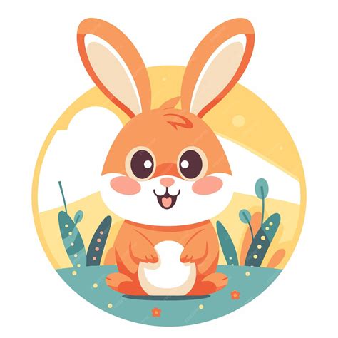 Premium Vector A Cartoon Rabbit With A Round Frame And A Round Yellow