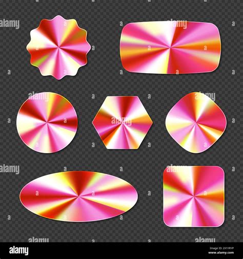 Pink Hologram Sticker With Metal Foil Gradient Iridescent Circle With