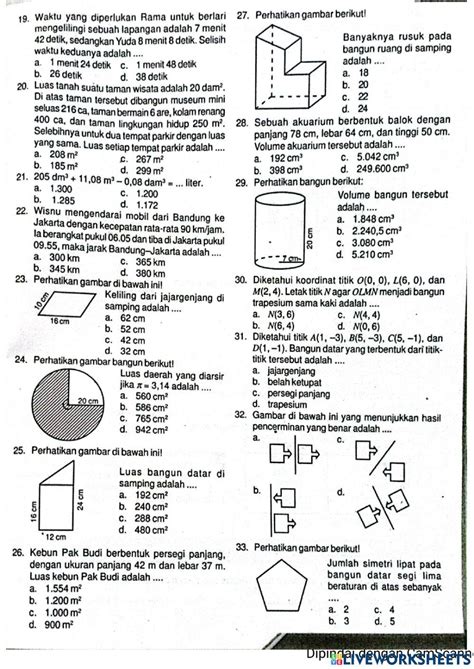 To 1 Matematika Kelas 6 Smart 2018 19 Worksheet Live Worksheets