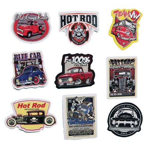 Snapklik.com : 50 PCS Laptop Sticker Hot Rod Classic Car Theme Stickers Waterproof Vinyl ...