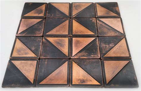 Dark Brown Patina Copper Tiles Set Of 16 Mymetalcraft Copper Tiles Backsplash Metal Wall Art