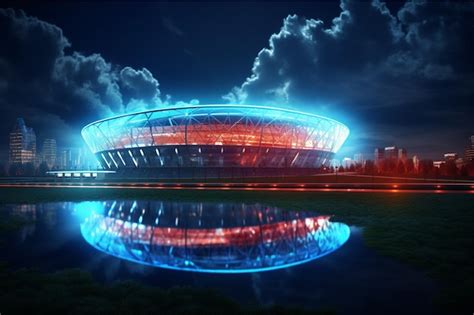 Premium AI Image | lights at night and football stadium