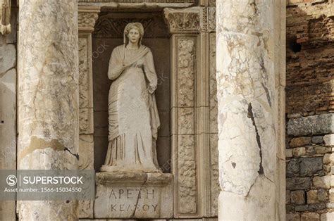 Detail Of Library Of Celsus Fa Ade Sculpture In Niche Ephesus Unesco