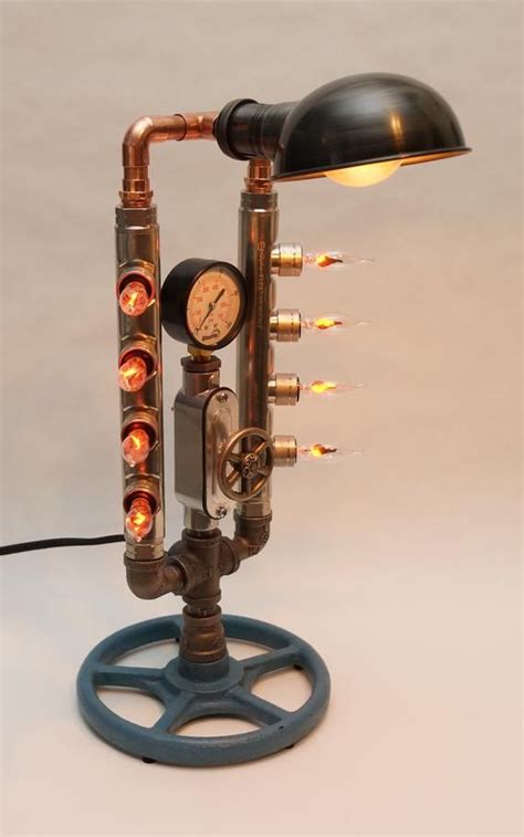 THE FLAME THROWER 21 Steampunk Industrial Pipe Table Or Desk Lamp W