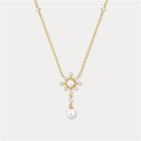 Selenichast Sterling Silver Snowflake Pearl Necklace, Gold Snowflake ...