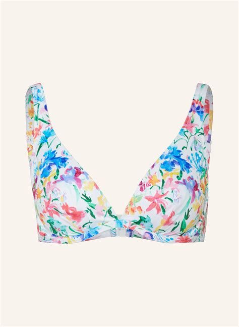 Vilebrequin B Gel Bikini Top Happy Flowers In Weiss Blau Dunkelgelb