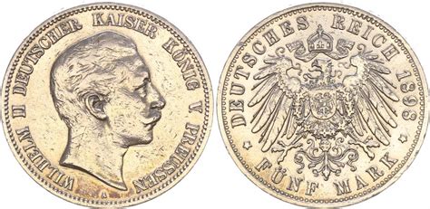 Deutschland Kaiserreich Preußen 1898 A Preußen 5 Mark Silbermünze