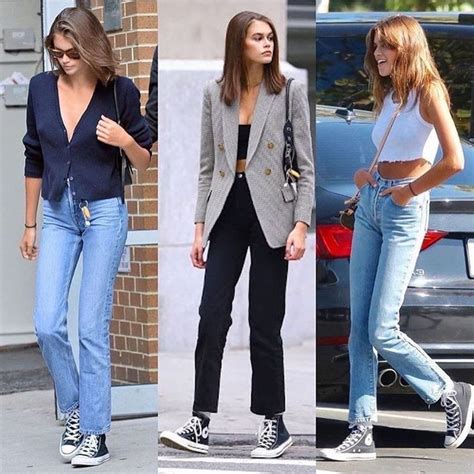 С чем носить высокие чёрные конверсы?