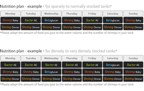 Creating a weekly feeding schedule - Care, feeding and breeding - The Shrimp Spot