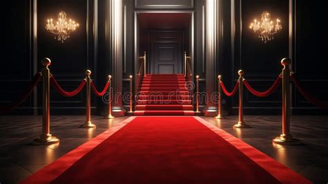 VIP Luxury Entrance With Red Carpet Generative AI Stock Illustration