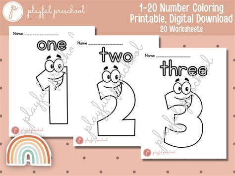 Number Coloring Pages For Toddlers Number Coloring Sheet Etsy