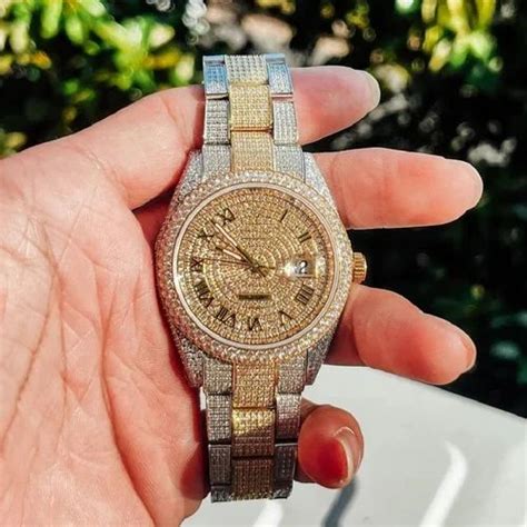 Yellow Gold Hip Hop Watch Fashion Brand Jewelry Vvs Iced Out Moissanite