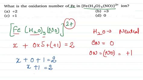 What Is The Oxidation Number Of Fe In Fe H2O 5 NO 2 YouTube