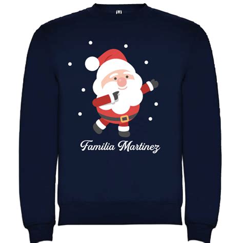 Sudadera Azul Marino Navidad Papa Noel