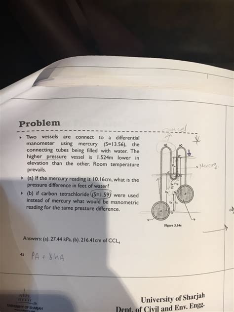 Solved Problem Two Vessels Are Connect To A Differential Chegg