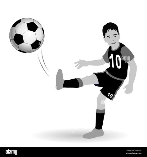 Soccer ball player kicking the ball on a white background Stock Photo ...