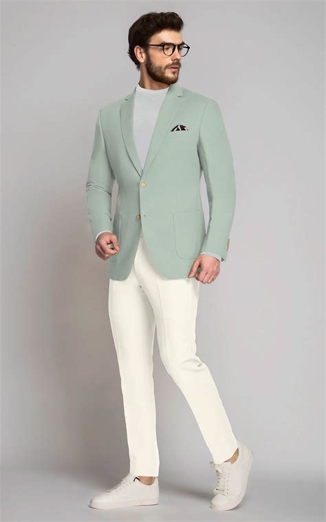 pastel mint cotton blazer ai perfect fits