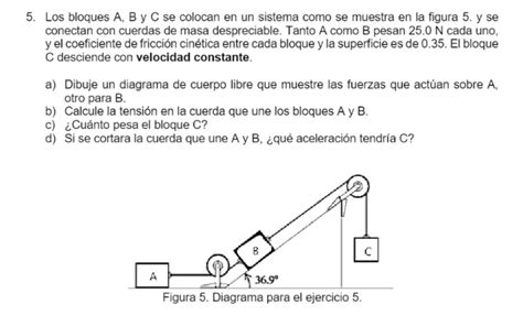 Solved Los Bloques A B Y C Se Colocan En Un Sistema Como Se