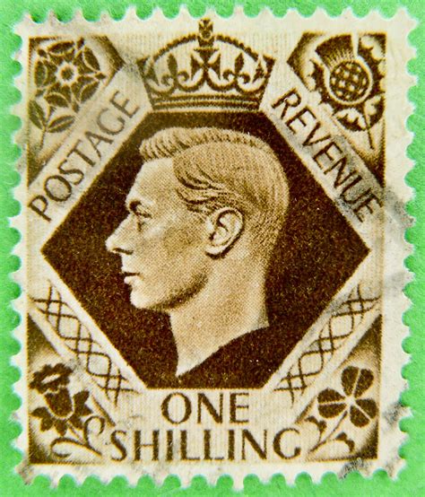 Vintage English Stamp One 1 Shilling King Georg Vi 6th Win Flickr