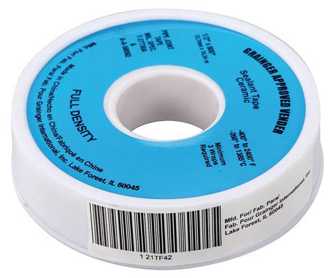 Grainger Approved Thread Sealant Tape Ptfe To Sg In Width