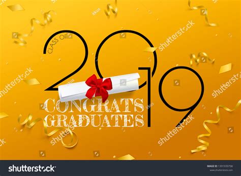 Congrats Graduates Lettering Graduation Class 2019 Stock Vector