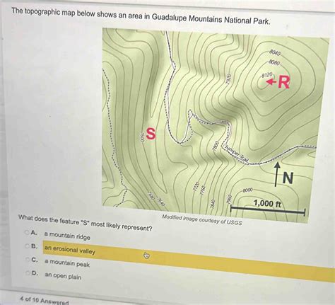 Solved The Topographic Map Below Shows An Area In Guadalupe Mountains