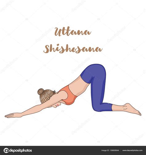 Women Silhouette Extended Puppy Yoga Pose Uttana Shishosana — Stock