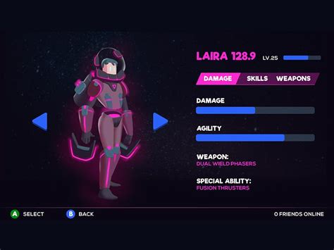 Space Robot Character Selection Screen Ui Design Game Card Design