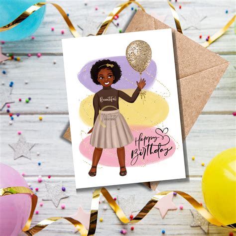 Happy Birthday Little Black Girl Greeting Cards African American ...