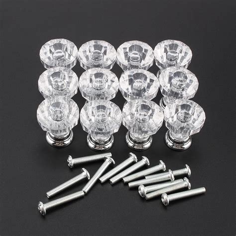 Pcs Diamond Shape Crystal Glass Cabinet Knobs With Screws Drawer