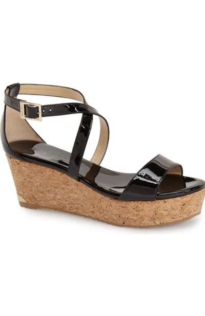 Jimmy Choo Portia Cork Platform Wedge Sandal Women In Llack Modesens