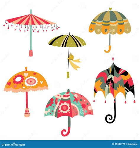 Collection Of Cute Umbrellas Stock Vector Illustration Of Design