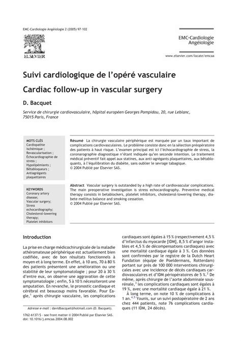 Pdf Suivi Cardiologique De L Op R Vasculaire Dokumen Tips