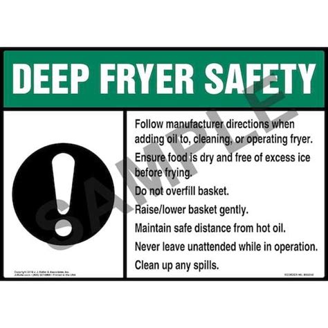 Deep Fryer Safety Sign With Icon Ansi