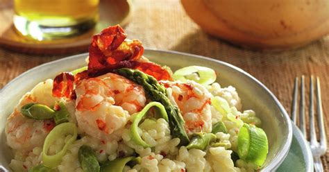 Risotto de gambas puerro y jamón ibérico