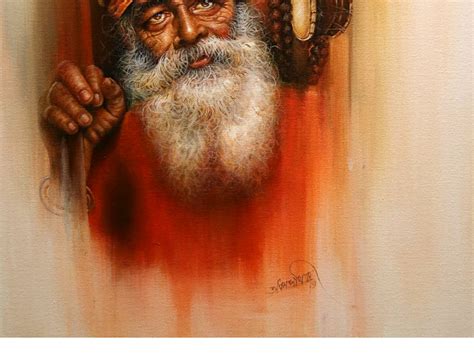 Sadhu Acrylic On Canvas Painting By Jugal Sarkar Exotic India Art