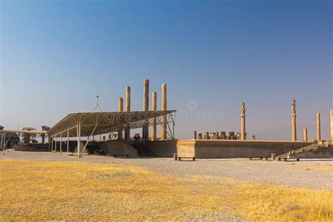 Apadana Palace Ruins in the Ancient Persepolis, Ir Stock Photo - Image ...