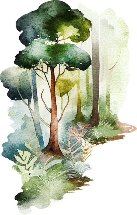 Watercolor Forest Path Clipart Ai Generative 23942232 Png