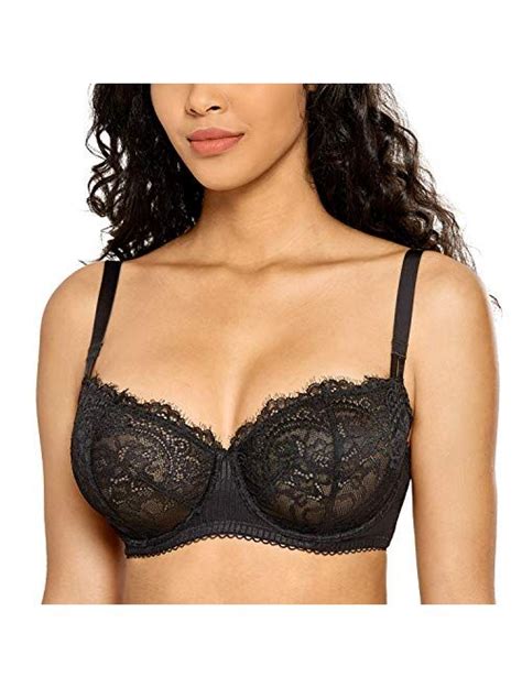 Buy Dobreva Womens Sexy Lace Push Up Plus Size Bra Sheer Balconette Underwire Unlined Online