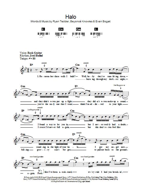 Beyonce "Halo" Sheet Music & Chords for Piano Solo | Download PDF Score - 4