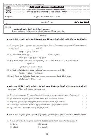 Grade Geography St Term Test Paper With Answers Sinhala Medium