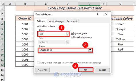 How To Create Excel Drop Down List With Color Ways Exceldemy