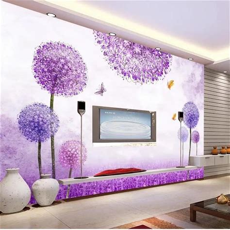 Custom 3d Photo Wallpaper Room Mural Non Woven Wall Sticker Purple