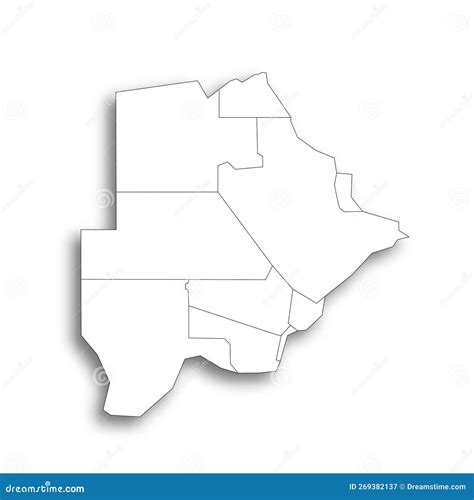 Botswana Political Map of Administrative Divisions Stock Vector